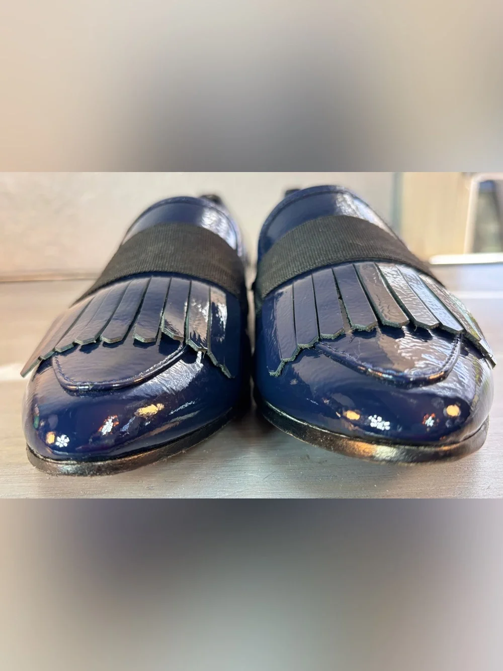 Kate Spade New York Cayla Navy Blue Fringe Loafers Size 6